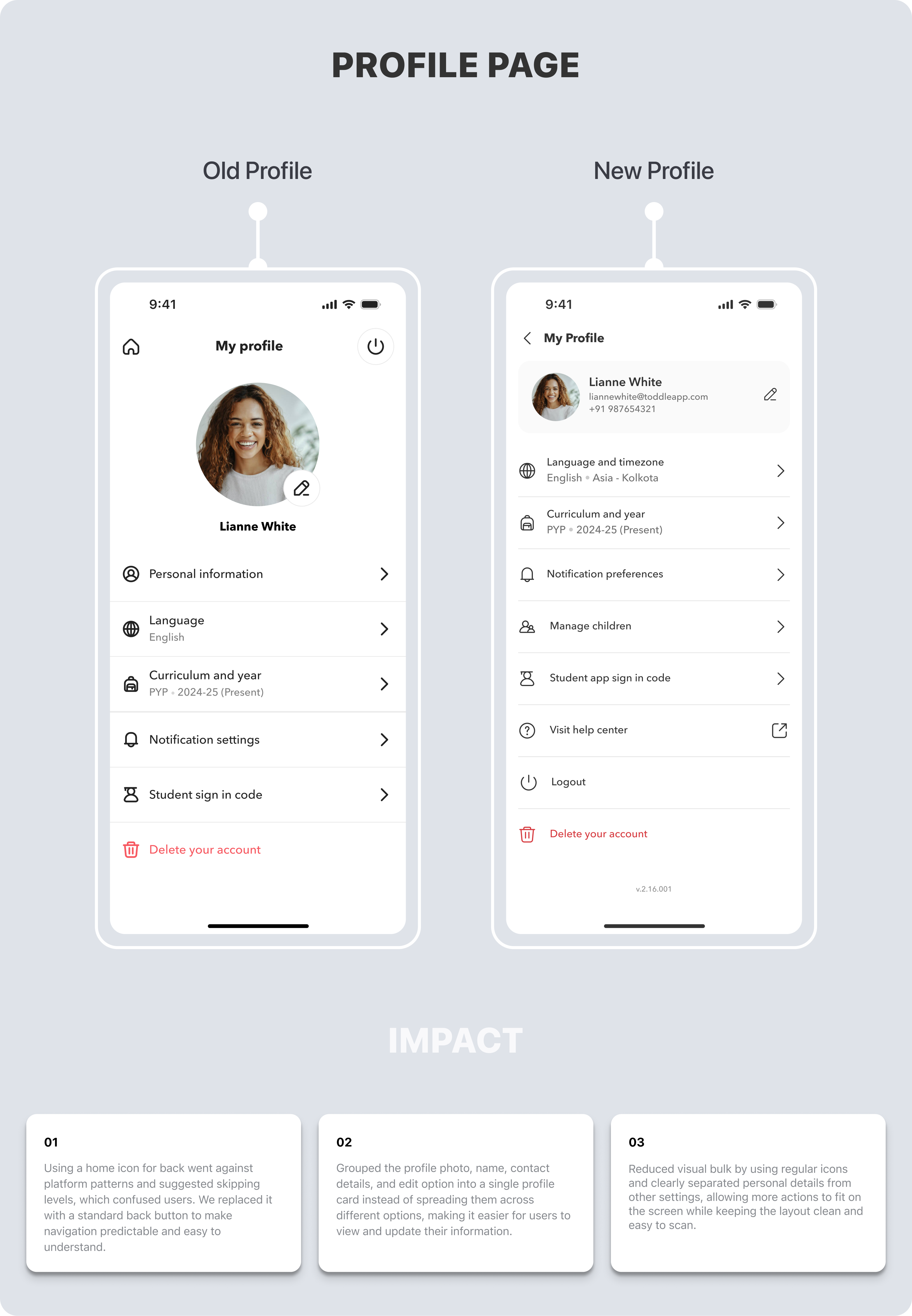 Profile page redesign